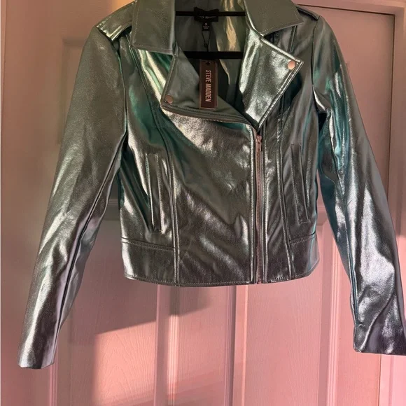 Steve Madden Metallic Moto Women's Jacket - Picture 7 of 14